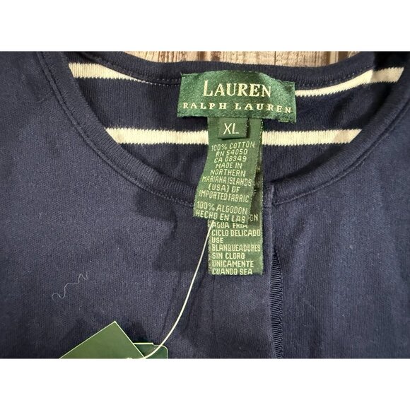 Lauren Ralph Lauren Reversible Cotton Striped cardigan Sz XL NWT mspr 99 Vintage - Picture 3 of 6